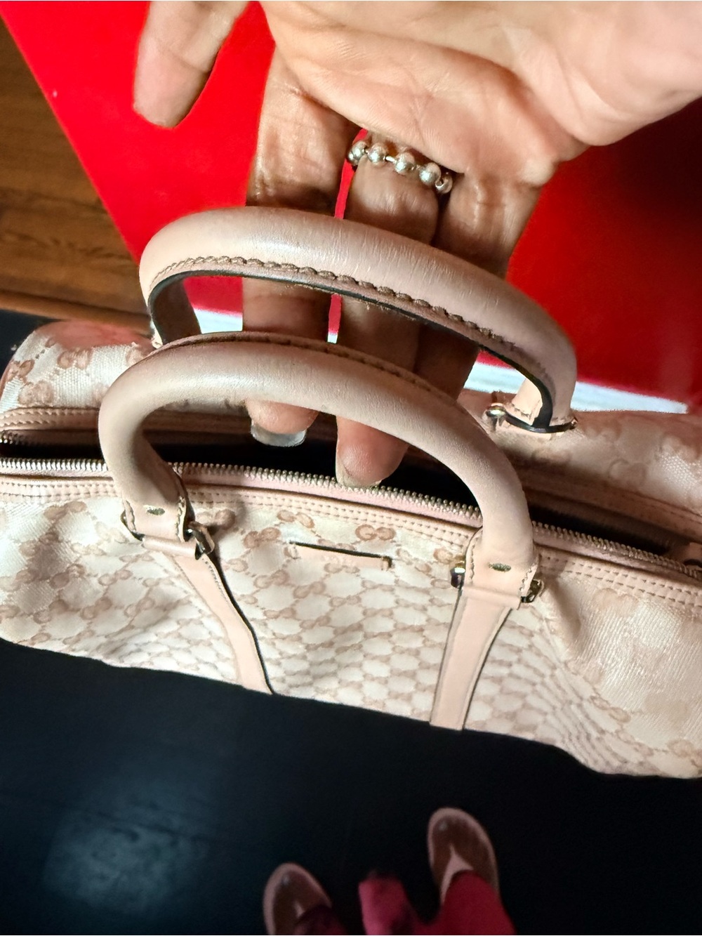 Gucci Blush Pink GG Canvas Top-Handle Satchel - Picture 2 of 12
